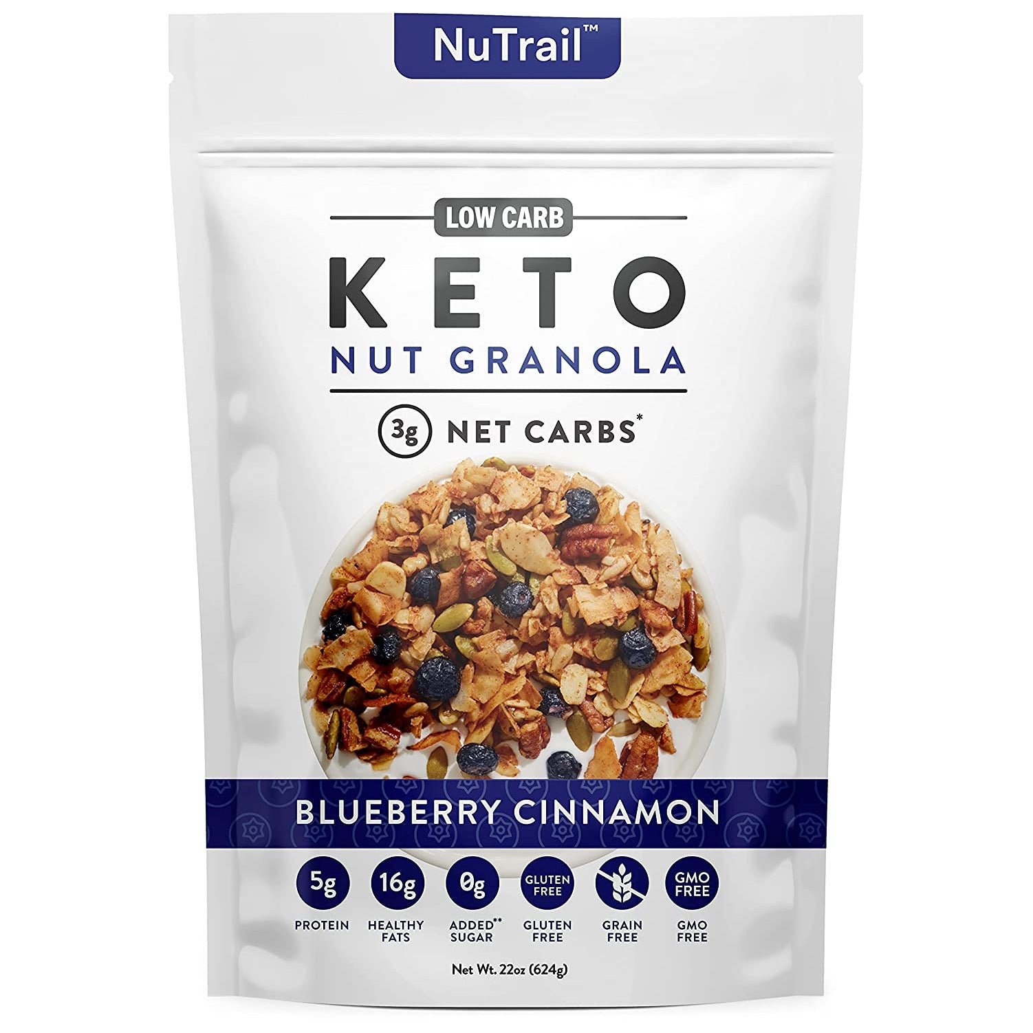 Low Carb Keto Nut Granola Blueberry Cinnamon, 22 Oz