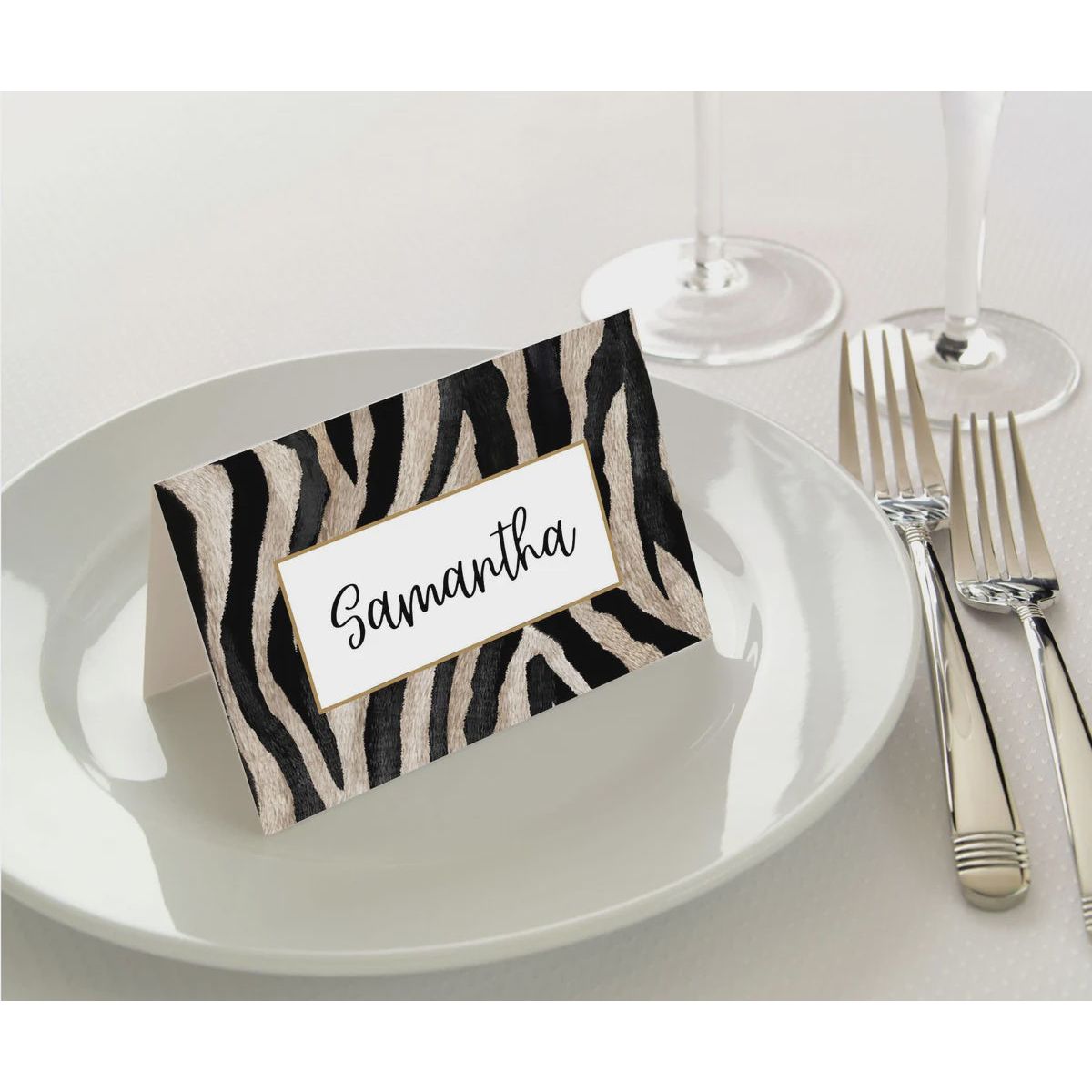 Place Cards Manor Road Zebra 45 pk