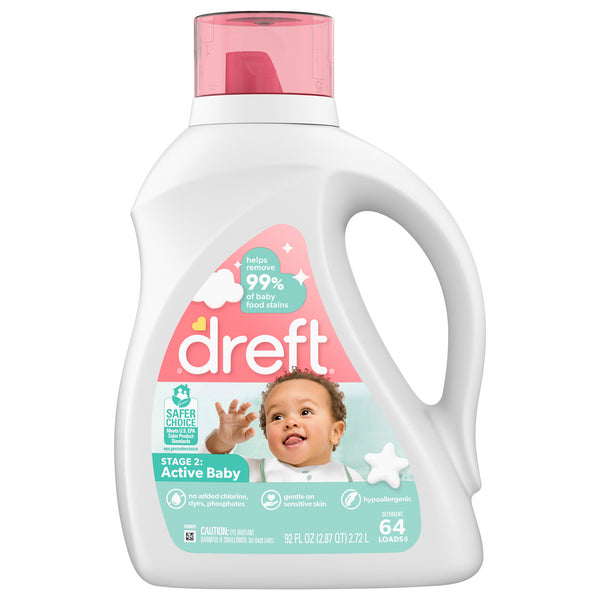 Dreft Laundry Detergent Stage:2 Active Stage,  64 Loads, 92 Oz