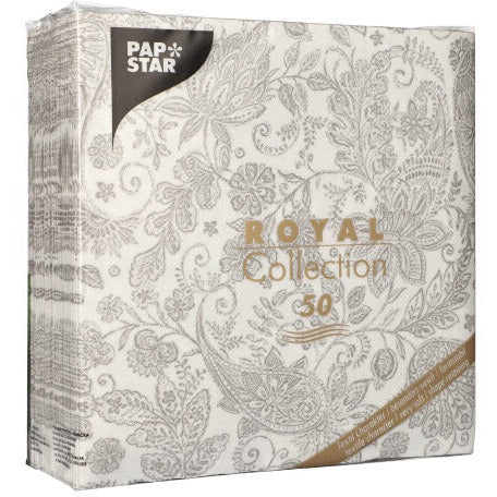 Papstar Royal Collection Napkins Paisley - Grey 40x40cm 50pk