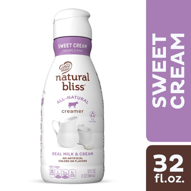 CoffeeMate Sweetcream Natural Bliss Real Milk & Cream Coffee Creamer, 32 Oz