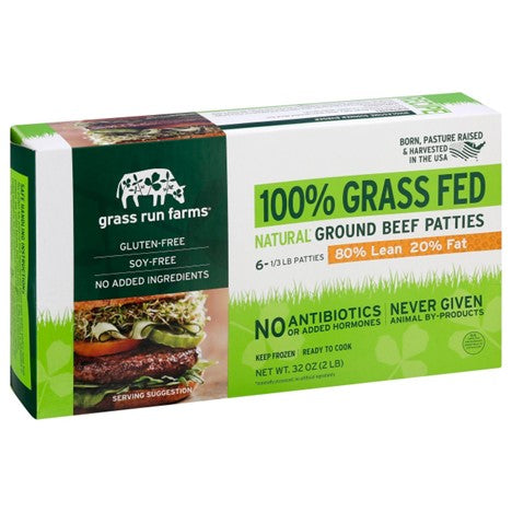 Grass Run Farms Ground Beef Patties, 1/3 Lb, 6 Ct