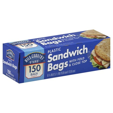 Hill Country Fare Fold & Close Top Plastic Sandwich Bags, 150 Ct