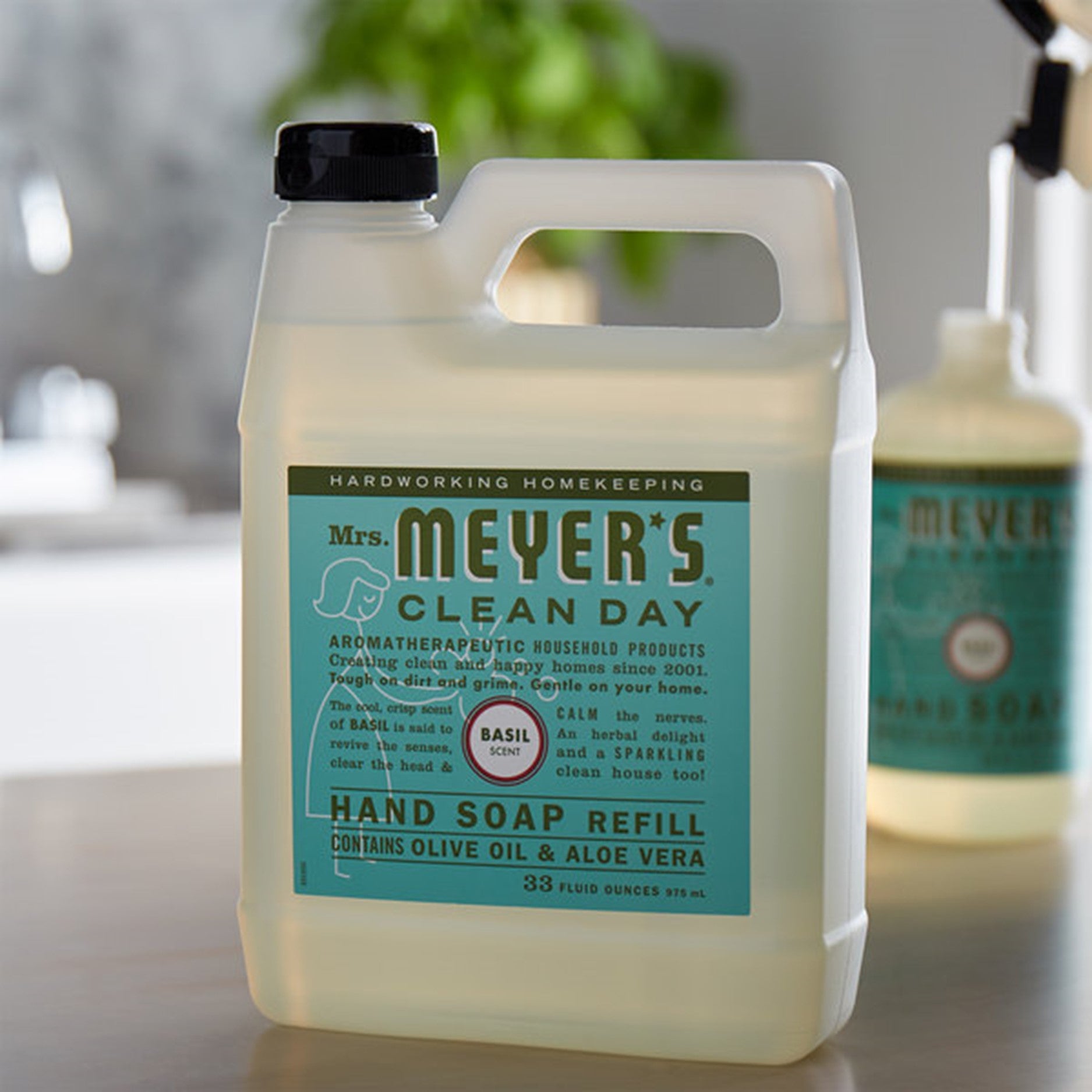 Mrs. Meyer's Hand Soap Refill Basil Scent, 33 Oz