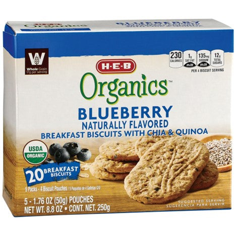 H‑E‑B Organics Blueberry with Chia & Quinoa Breakfast Biscuits, 5 Ct