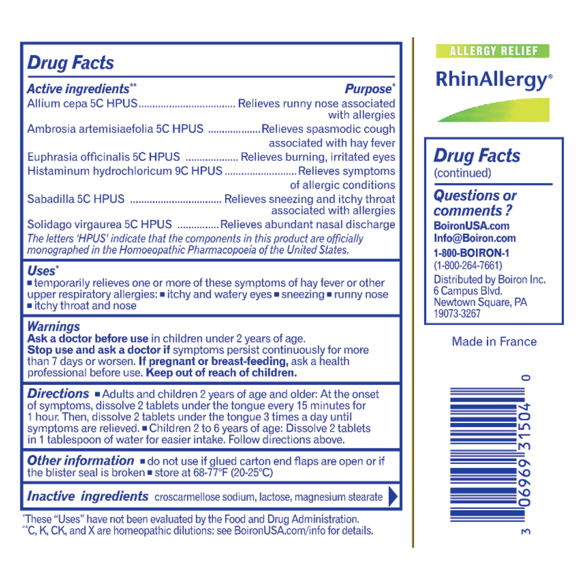 Boiron Allergy Calm Tablets, 60 Ct