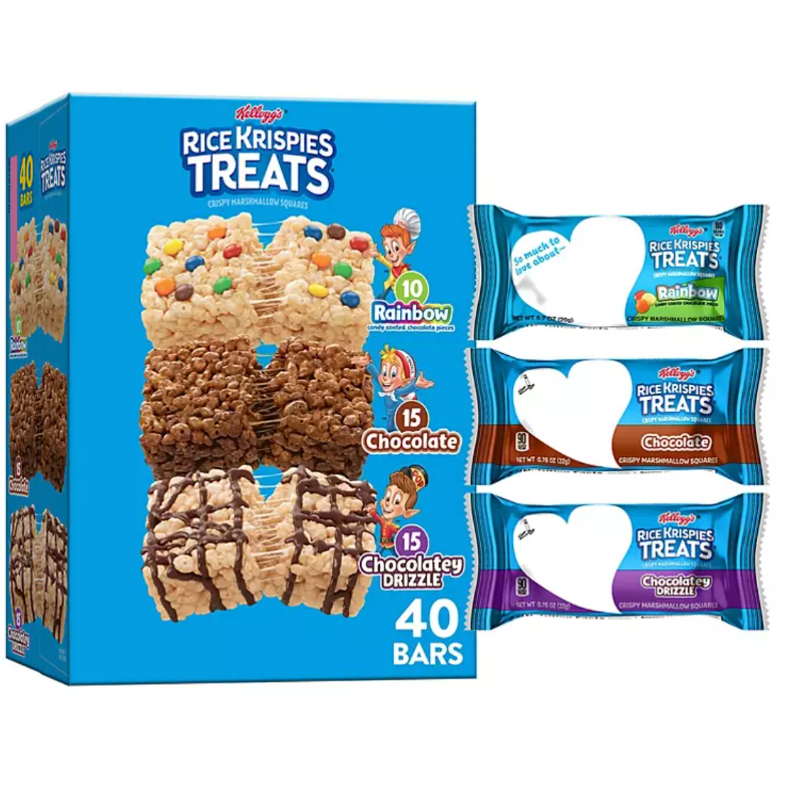 Kellogg's Rice Krispies Treats Squares Original With Gems, 40 bars