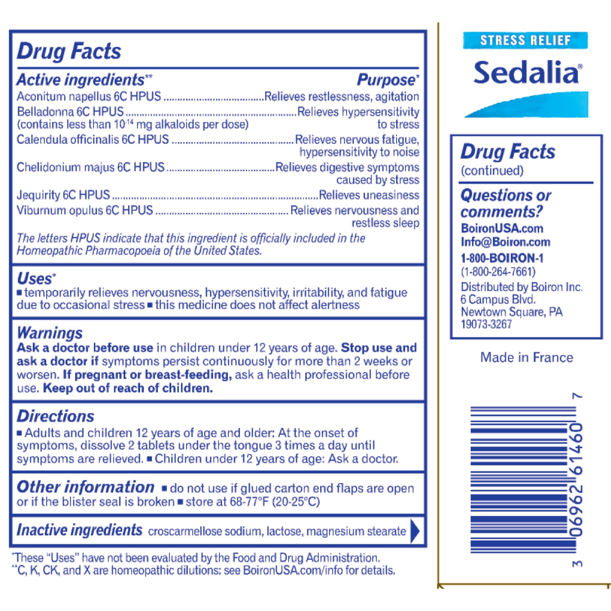 Boiron Sedalia/Stresscalm Tablets, 60 Ct