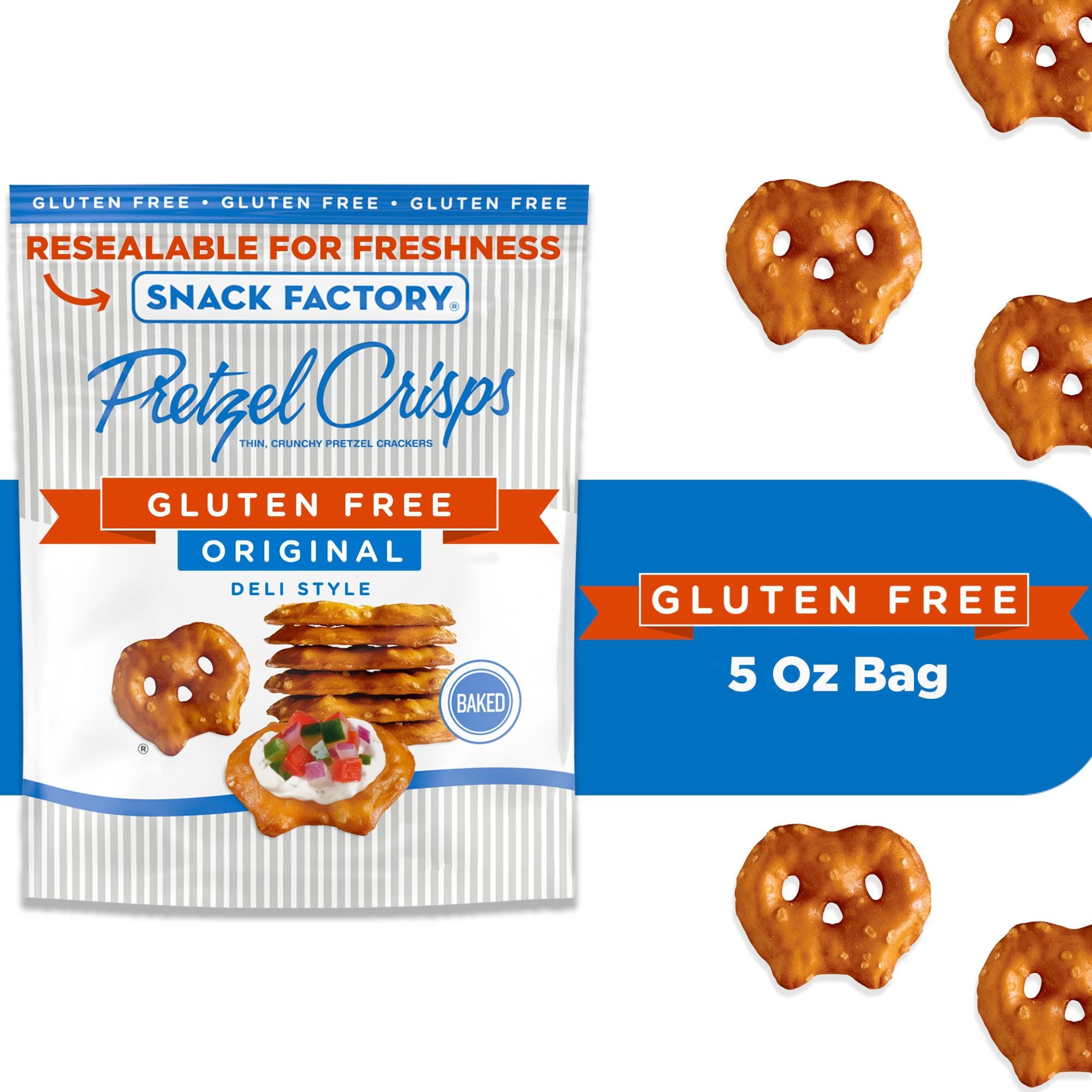 Snack Factory Pretzel Crisps Gluten Free Original Flavor, 5 Oz