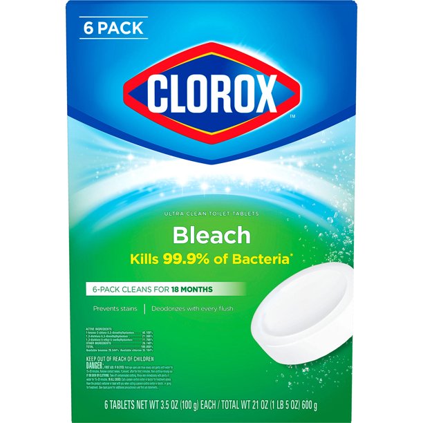 Clorox Ultra Clean Toilet Bowl Cleaner Tablets with Bleach, 6 Ct