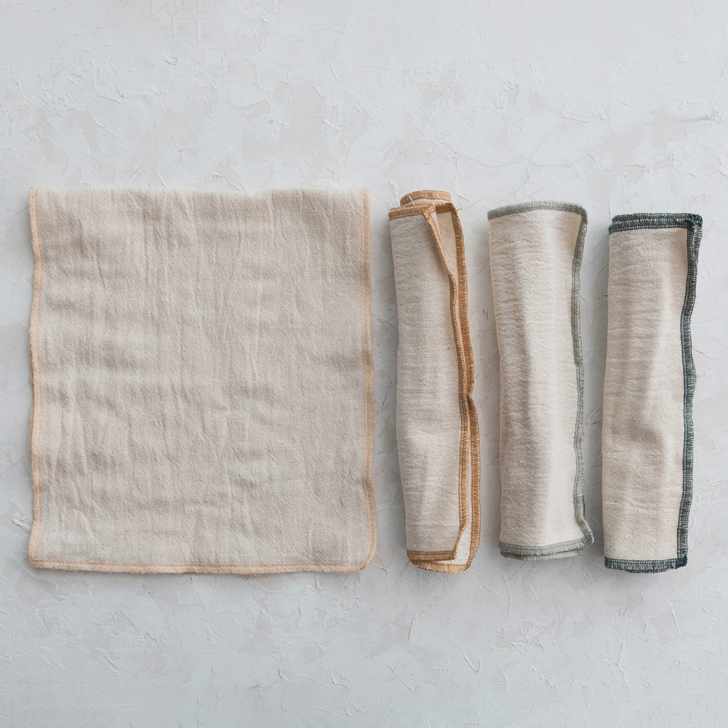 Cotton Double Cloth Burp Cloth w/ Contrasting Stitched Trim