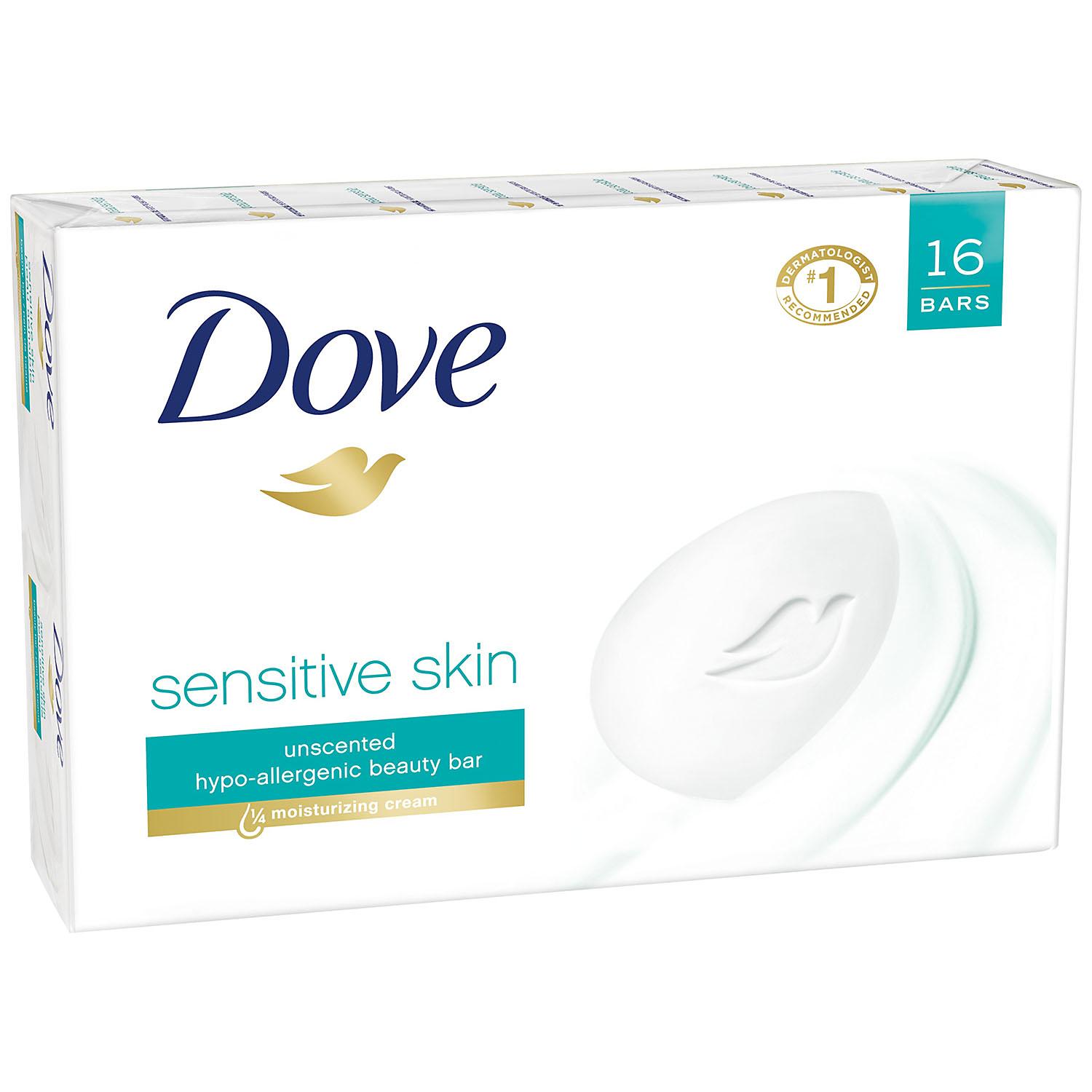 Dove Beauty Bar Sensitive Skin, 4 Oz, 16 Ct