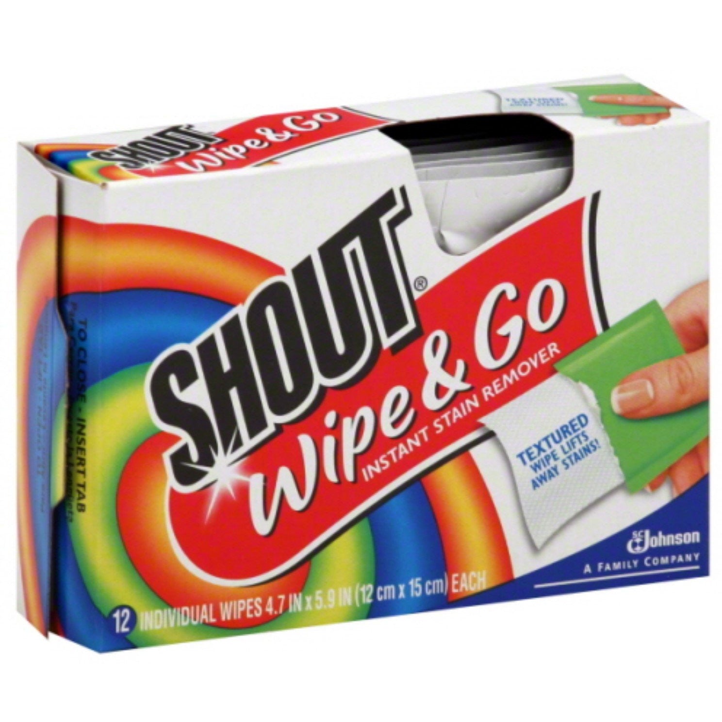 Shout Wipe & Go Stain Remover Wipes, 12 Ct