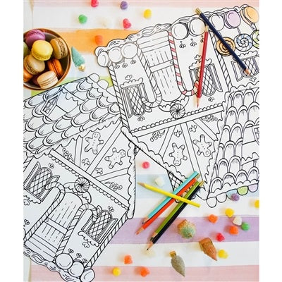 Place Mats Die-cut Coloring Gingerbread House 12 pk