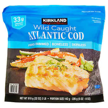 Kirkland Wild Caught Frozen Atlantic Cod,  2 Lb