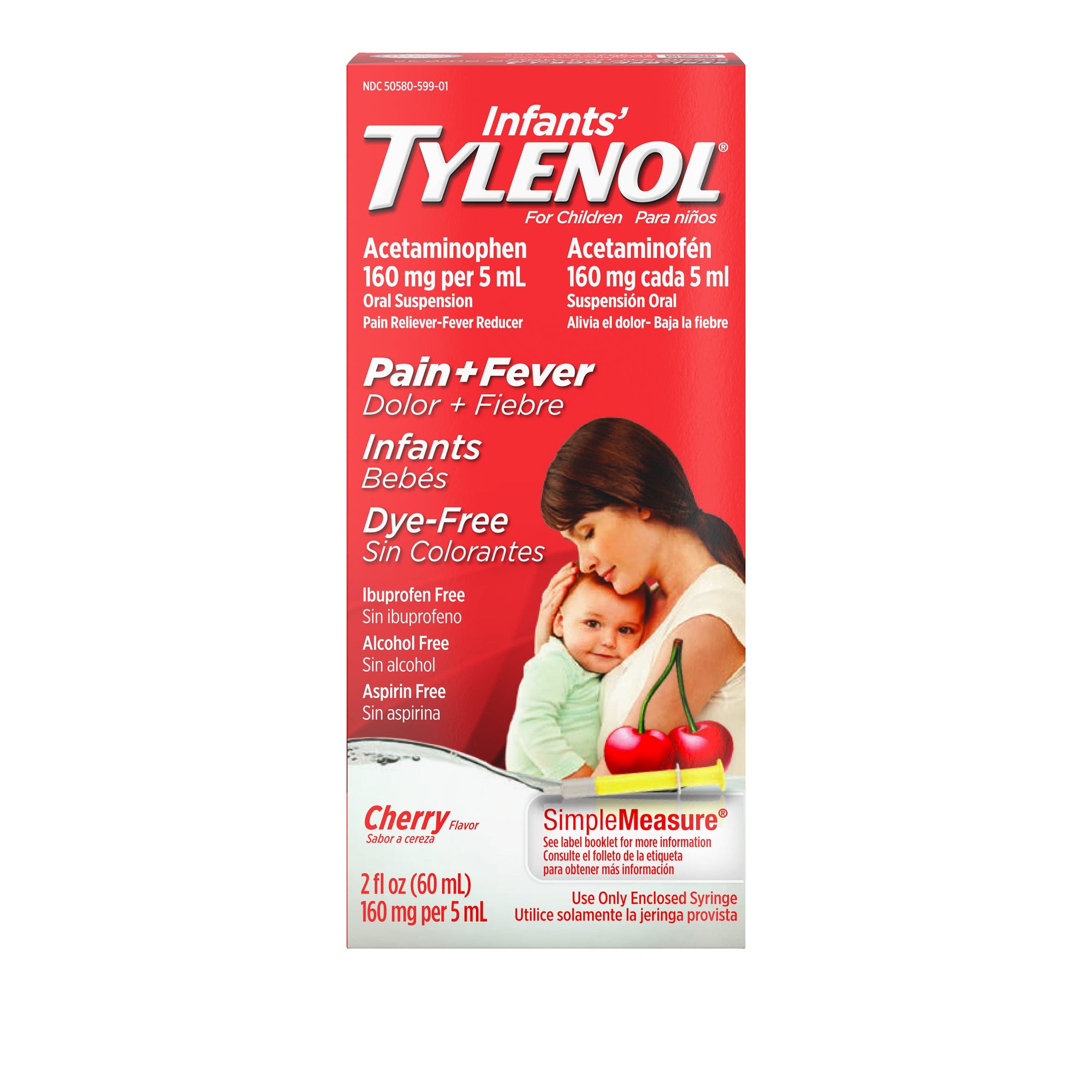 Infants' Tylenol Acetaminophen Medicine, Dye-Free Cherry, 2 Fl Oz