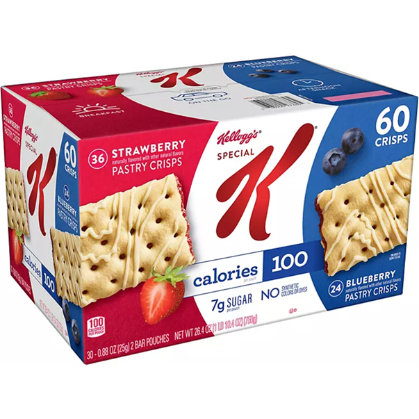 Kellogg's Special K Pastry Crisps, Strawberry and Blueberry, 60 Ct