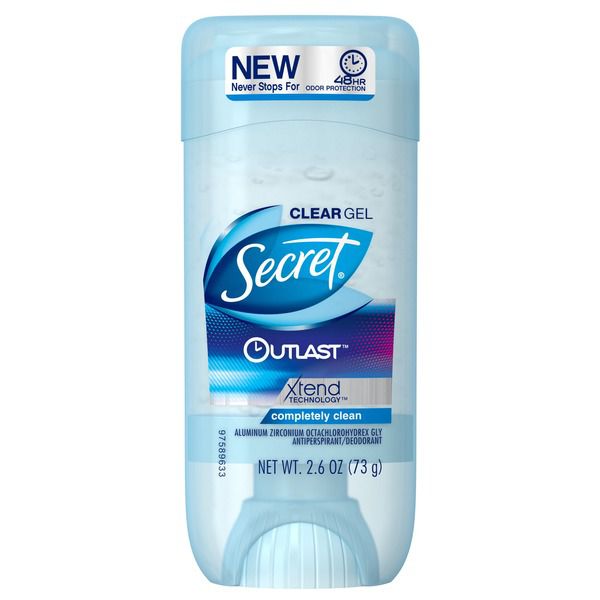 Secret Outlast Clear Gel Completely Clean Antiperspirant & Deodorant, 2.6 Oz