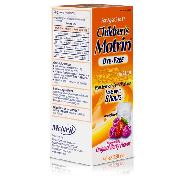 Children's Motrin Dye-Free Berry Flavor, 4 Oz