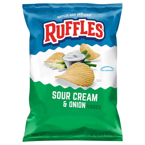 Ruffles Sour Cream & Onion Potato Chips, 8 Oz