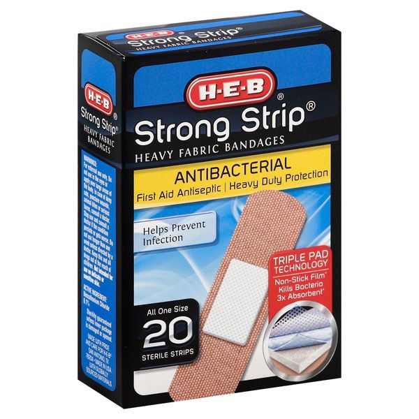 H-E-B Strong Strip Fabric Bandages, 20 Ct