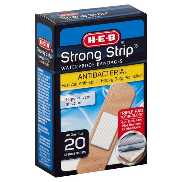 H-E-B Strong Strip Waterproof Bandages, 20 Ct