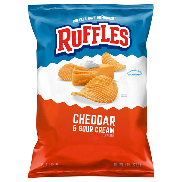 Ruffles Cheddar & Sour Cream Potato Chips, 8 Oz