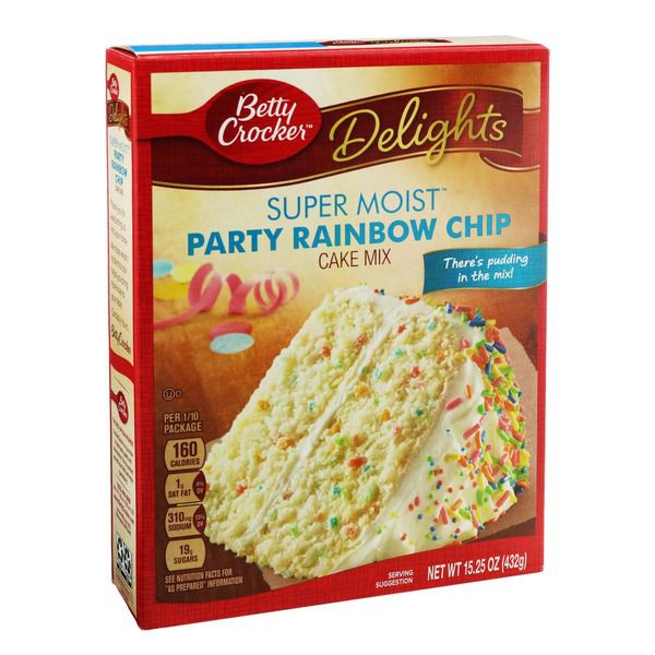 Betty Crocker Delights Super Moist Party Rainbow Chip Cake Mix, 13.25 Oz