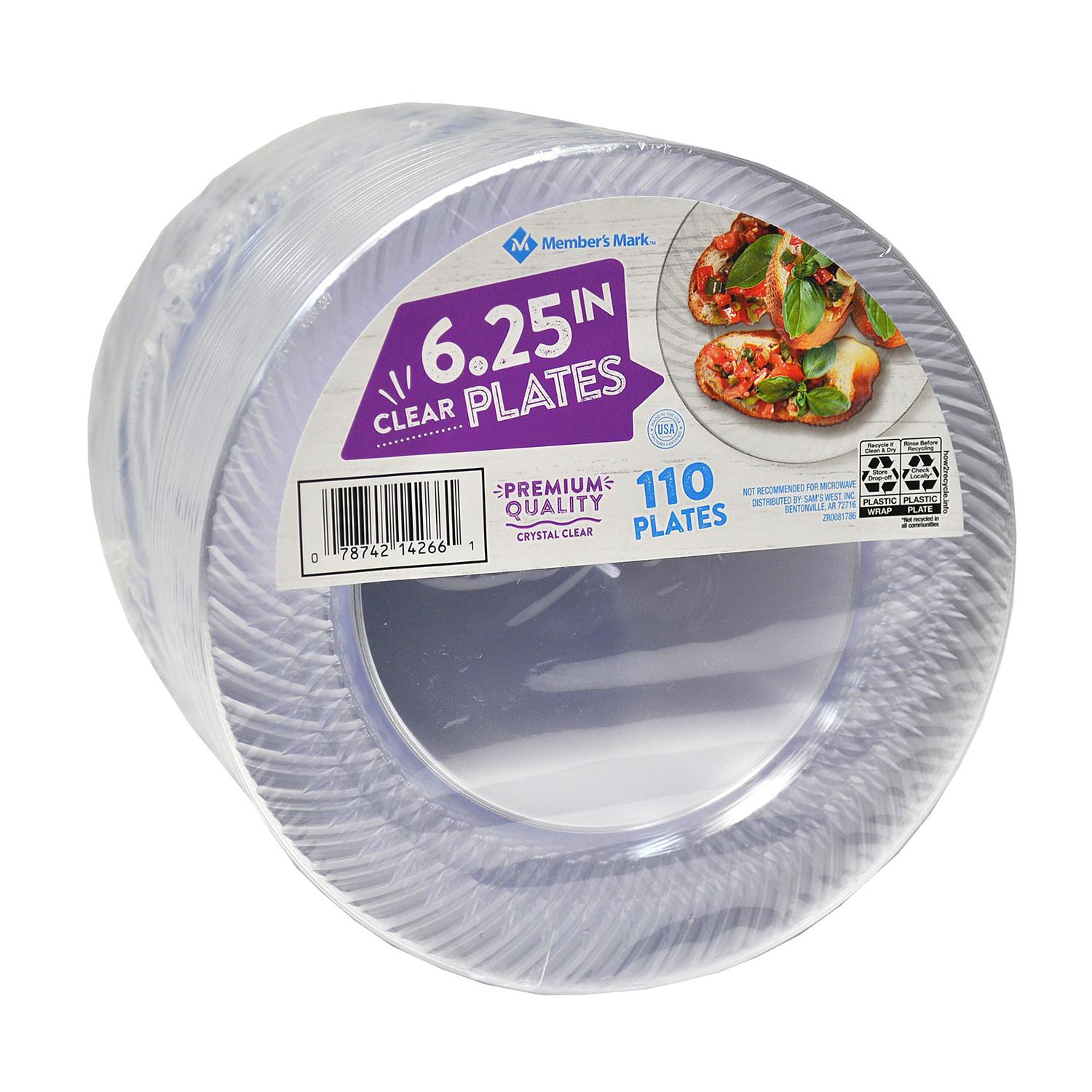 Member's Mark Clear Plastic Plates, 6.25 In, 90 Ct