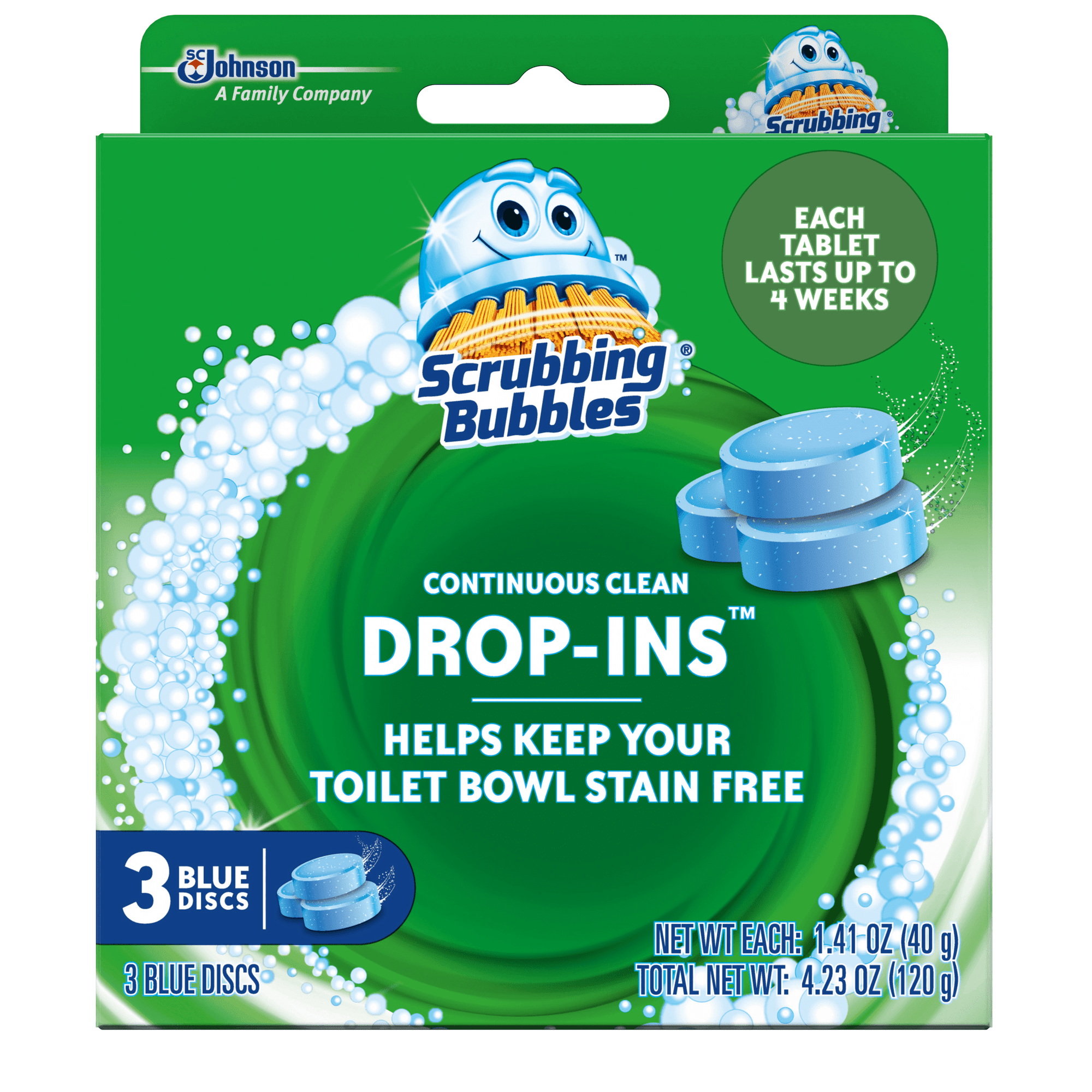 Scrubbing Bubbles Continuous Clean Drop-Ins, Blue Discs, 4.23 Oz, 3 Ct